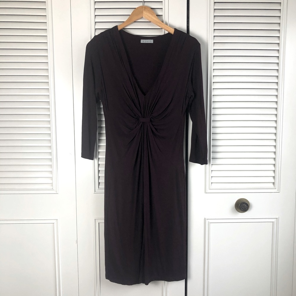 **CLOSING BUY ONE GET ONE** Wyeth Twist Front 3/4 Sleeve Dress in Eggplant